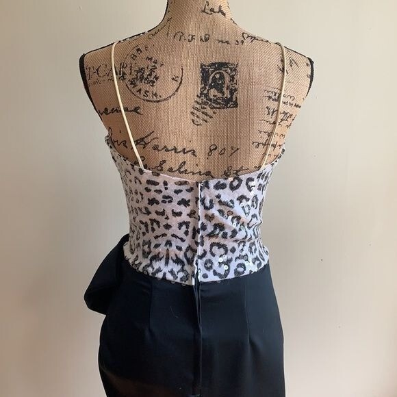 Nadine half wrap black white print dress 5 with bow at waist