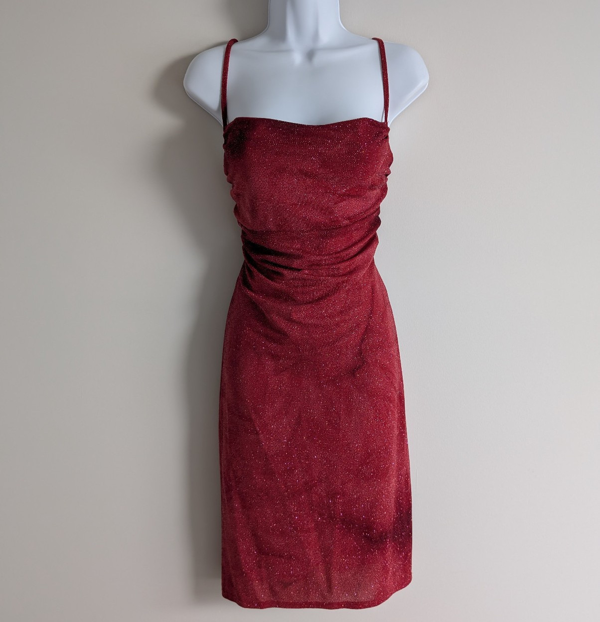 Vintage B Darlin Mini Dress Women 11 12 Red Glitter 90s Hoco Glam Whimsigoth Y2K