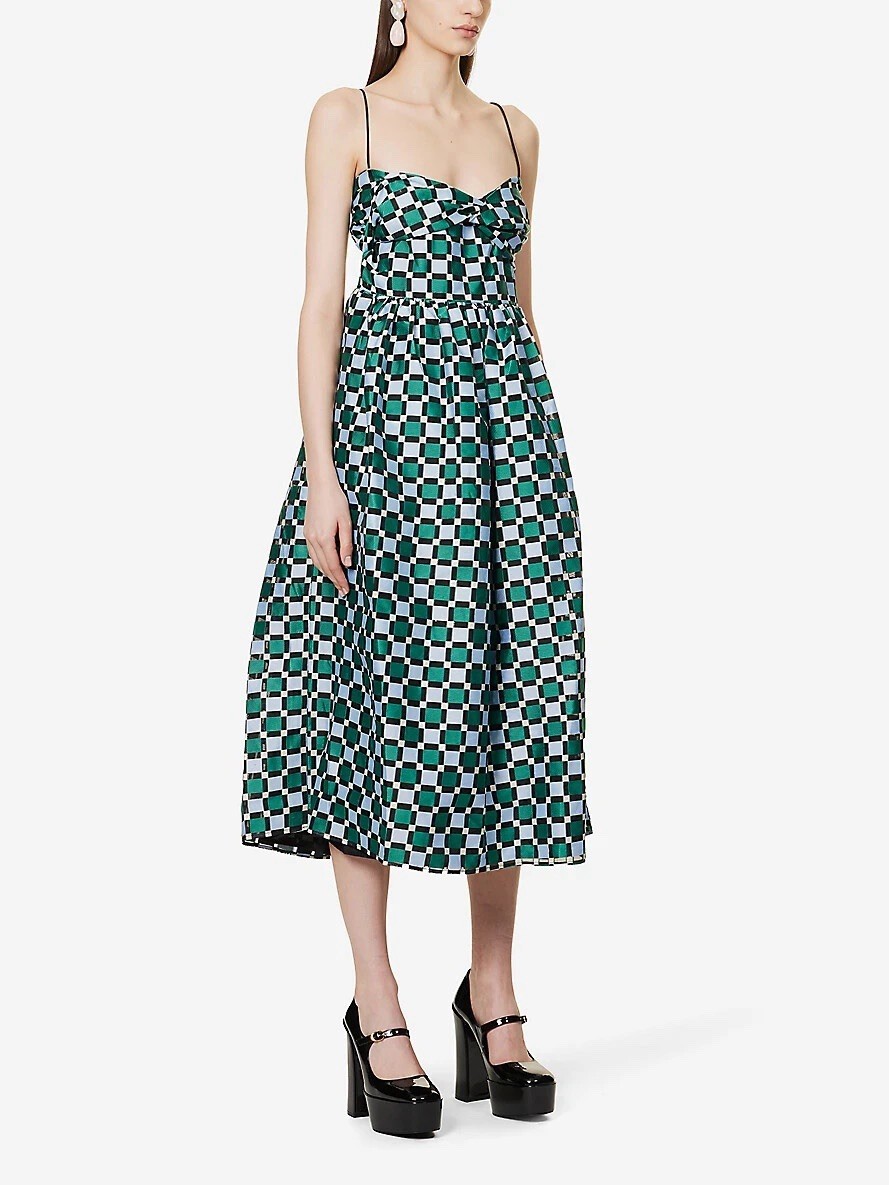 Stine Goya Arya check pattern midi dress L