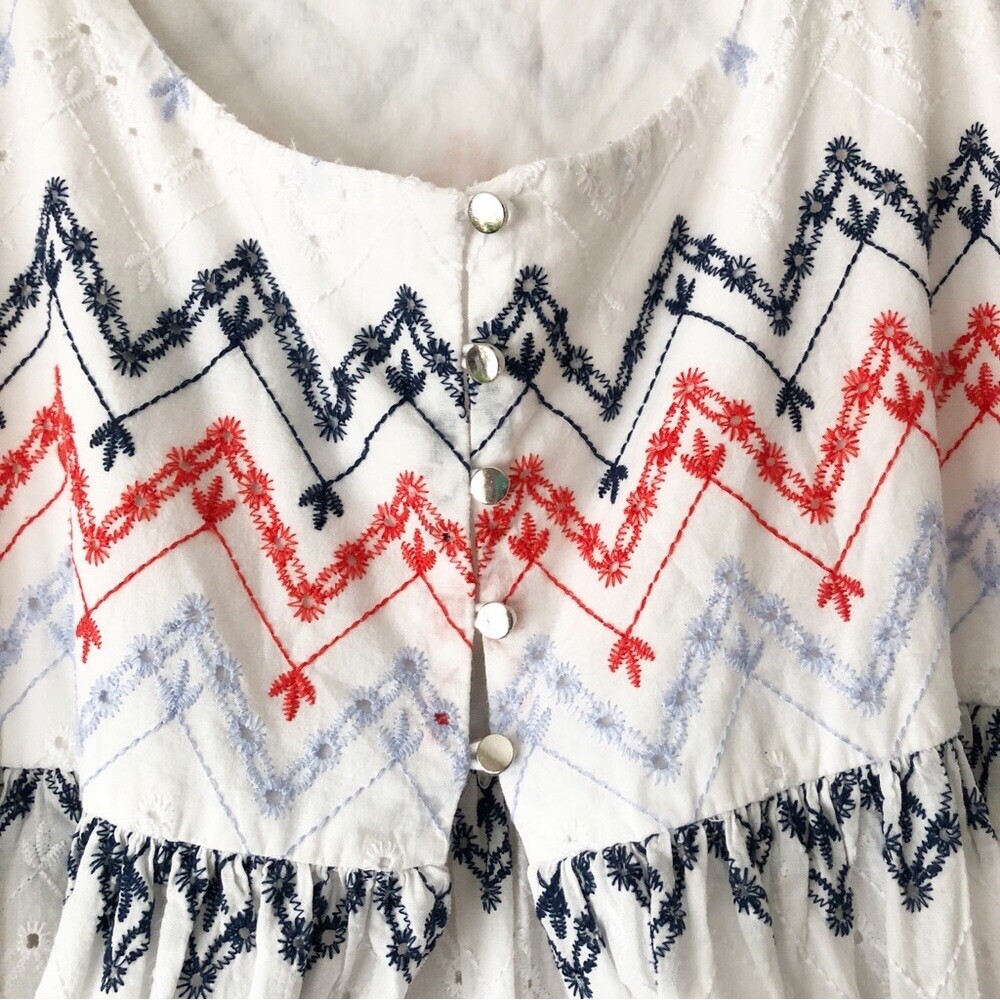 Sabina Musayev White Zig Zigzag Embroidered Fiji Dress With Pockets