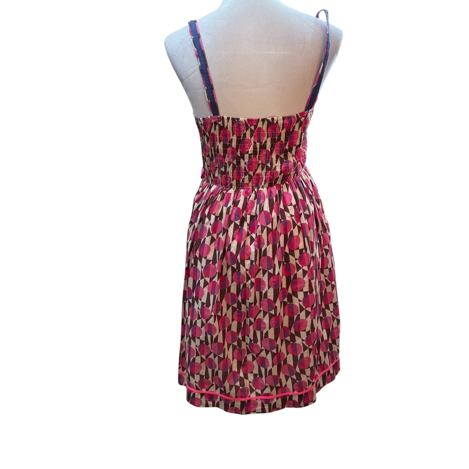 Free People Womens Pink Geometric Polka Dot Smocked Cotton Sundress Size 6