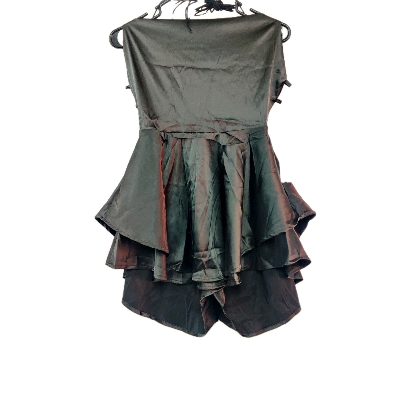 Odizli Womens Size Small S Black Party Formal Backless Ruffle Shorts Dress Mini