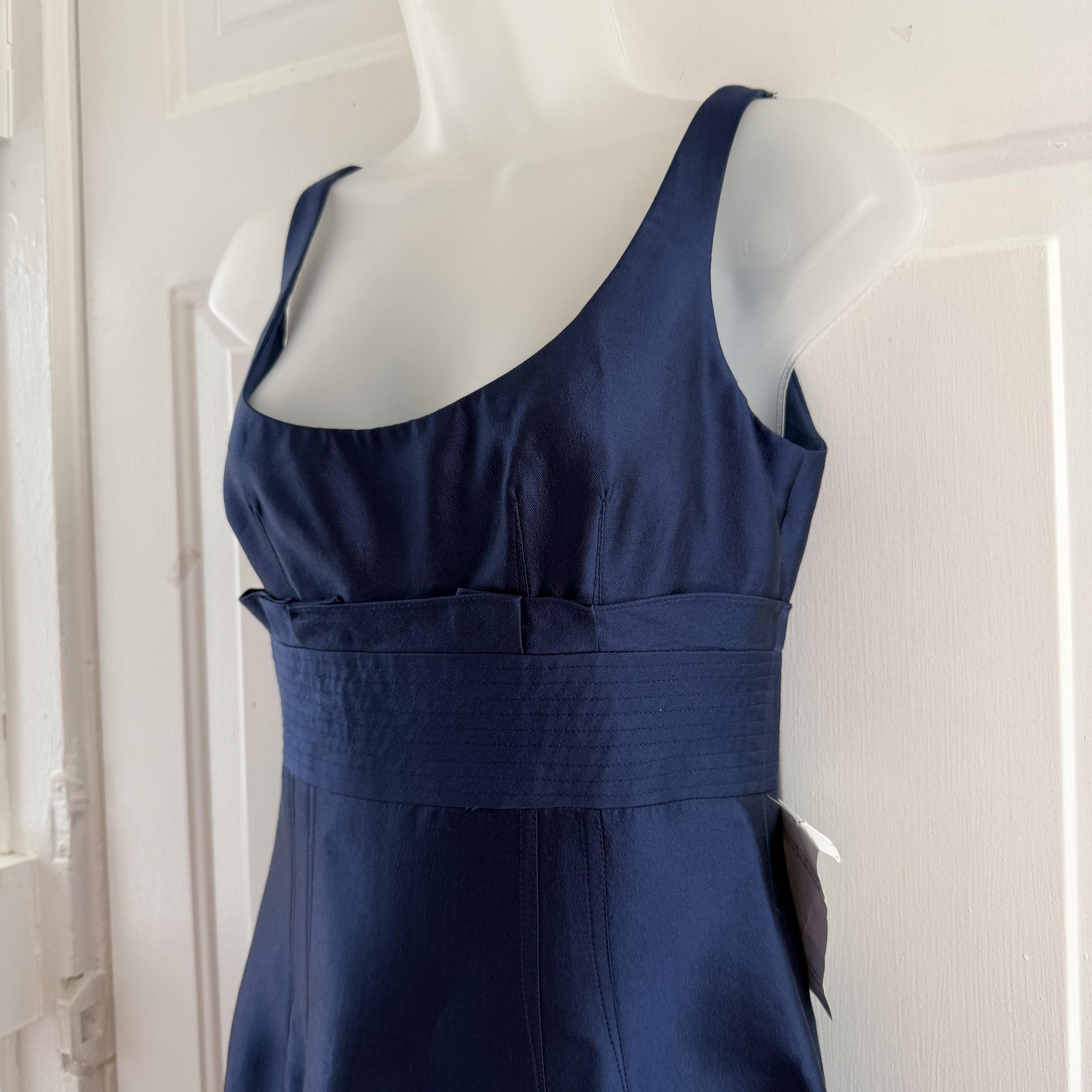 Vintage Kay Unger New York Navy Wool Silk Blend Column Gown Dress 4 NWT Luxury
