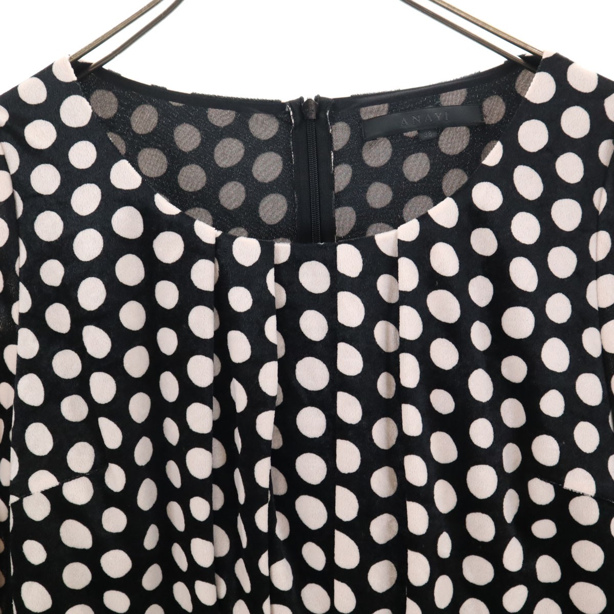 Used ANAYI made in Japan Dot Pattern Long sleeve Velor-like one piece Women