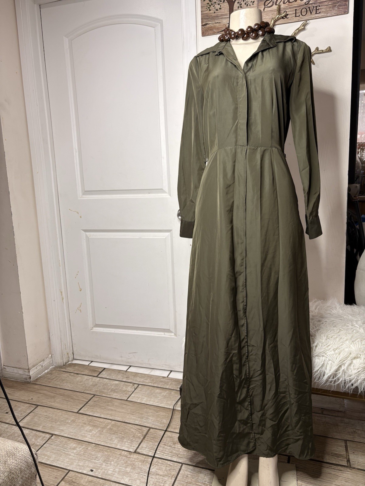 Eva Mendes Long Maxi Dress Olive XS