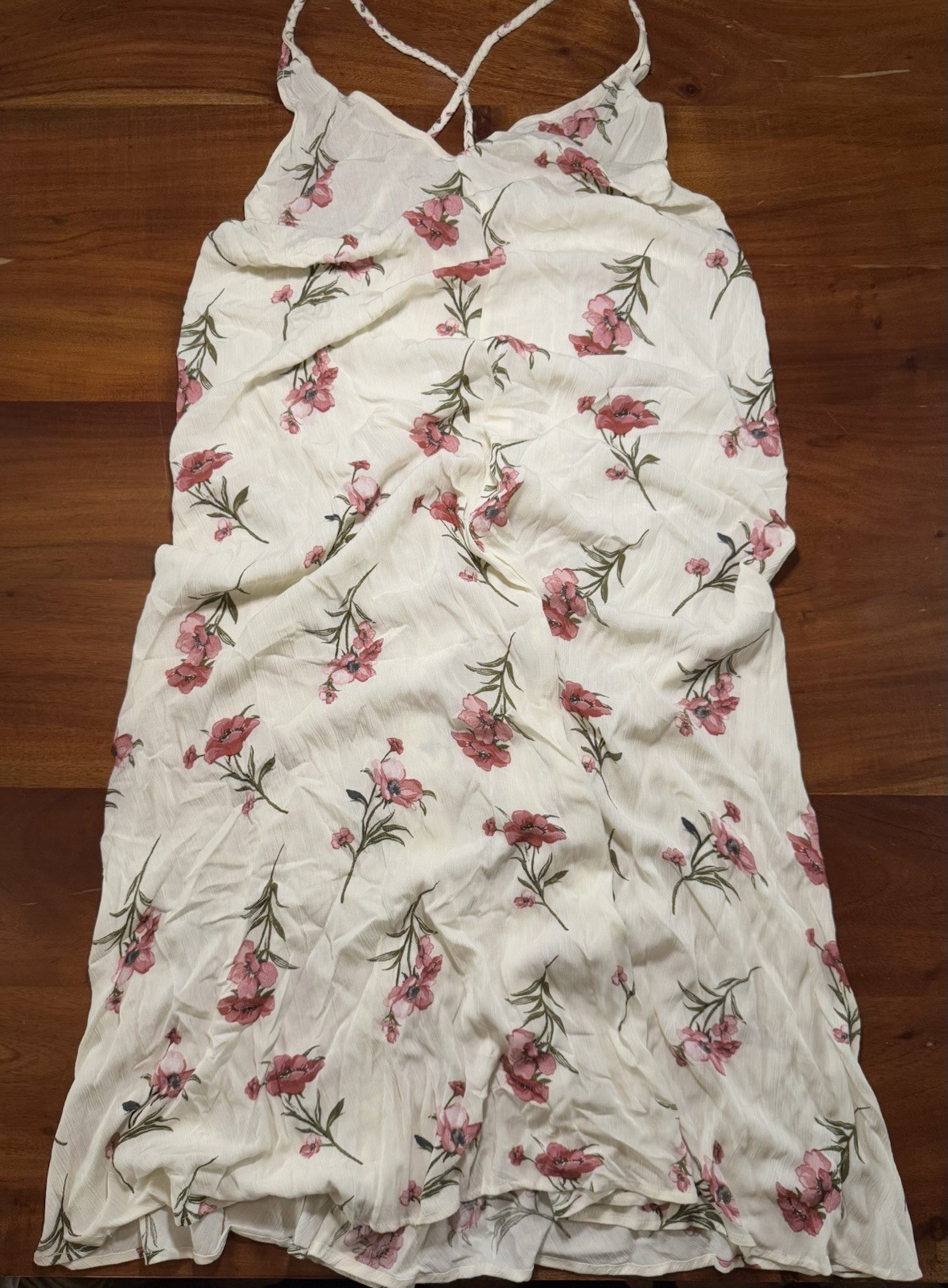 Promesa Womens White Red Floral Sleeveless Midi Flowy Summer Dress Sz S