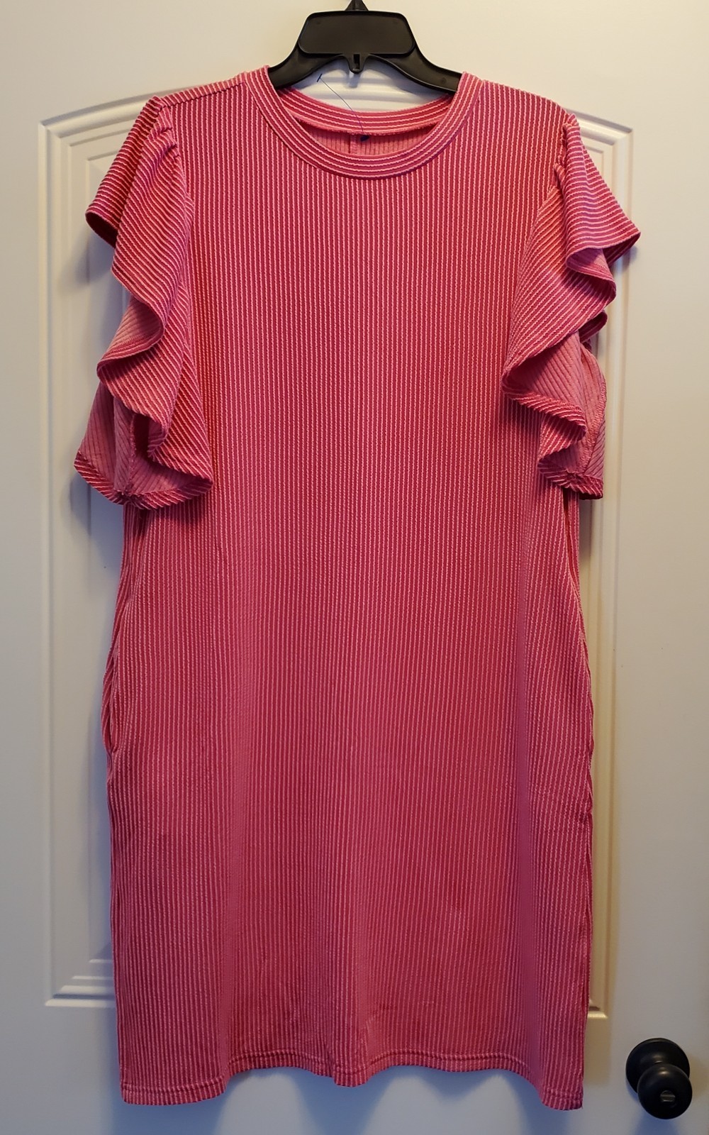 Unbrand pink ribbed stretch SS dress sz. L