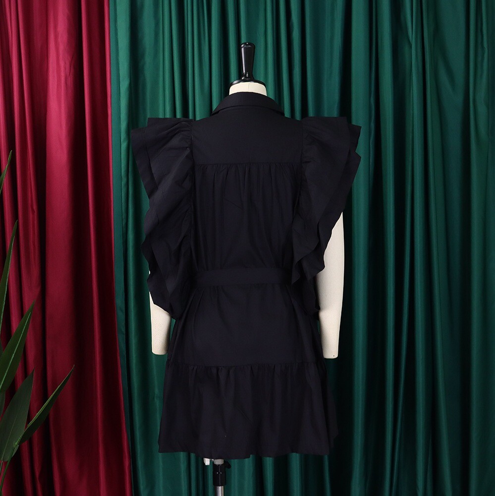 Womens Drawstring Ruffle Cap Sleeve A Line Dress Mini Dress Sundress Short Dress
