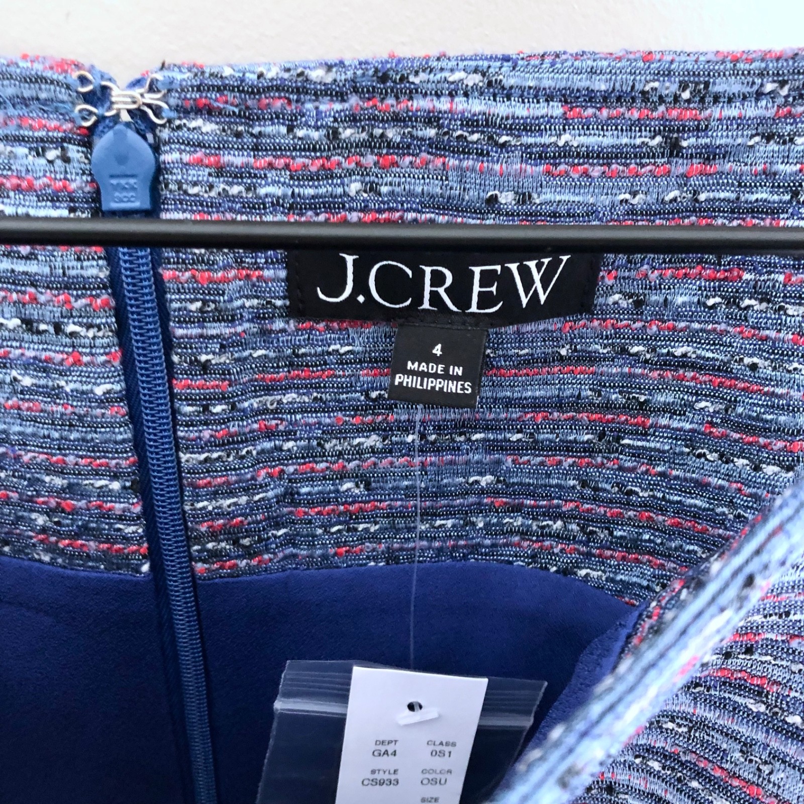 NWT J.Crew Size 4 Mini Sheath Dress in Tweed Blue Ocean Sunset
