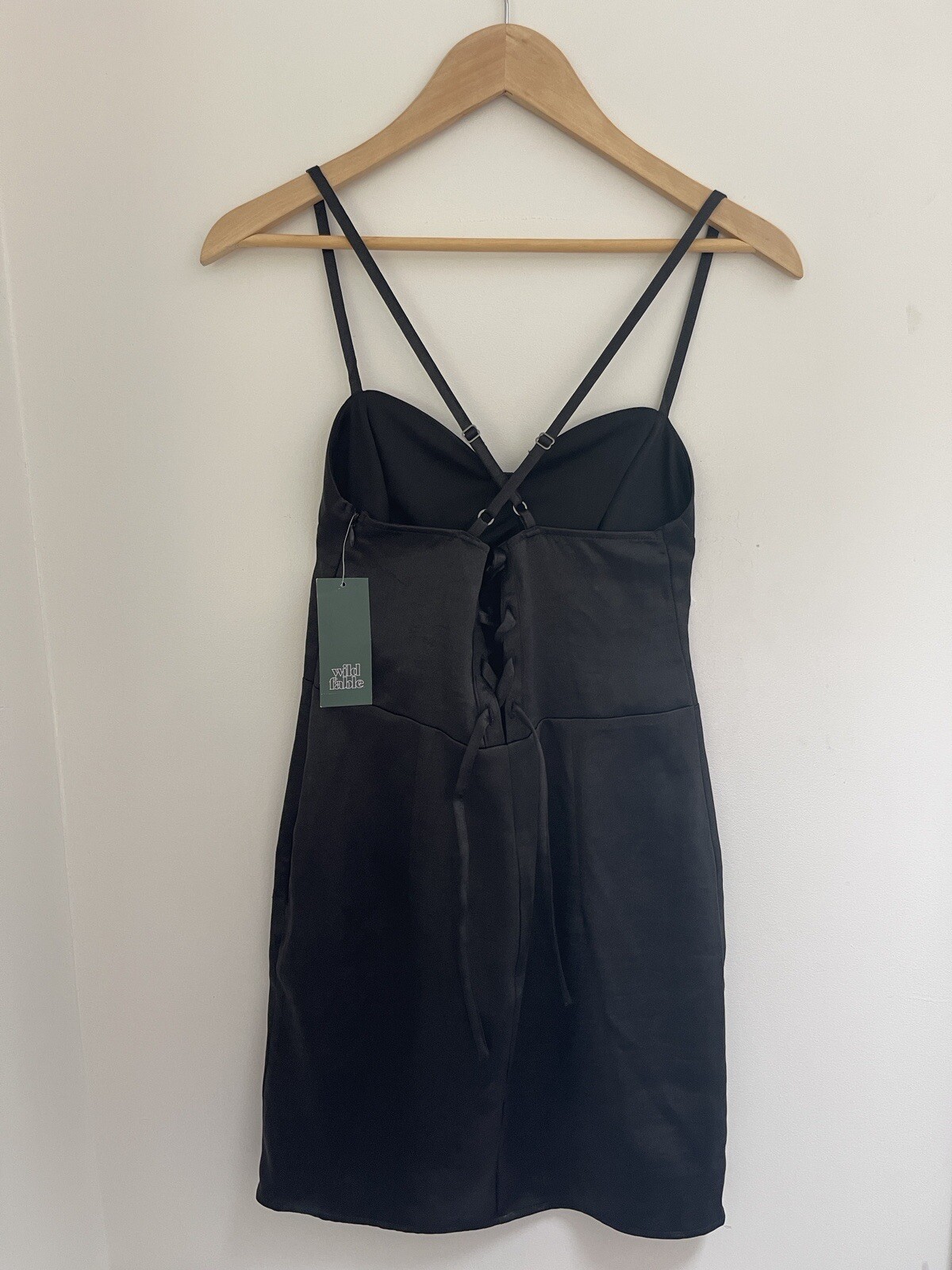 Wild Fable Womens Solid Black Cross Strap Lace Up Polyester Bodycon Dress XXS