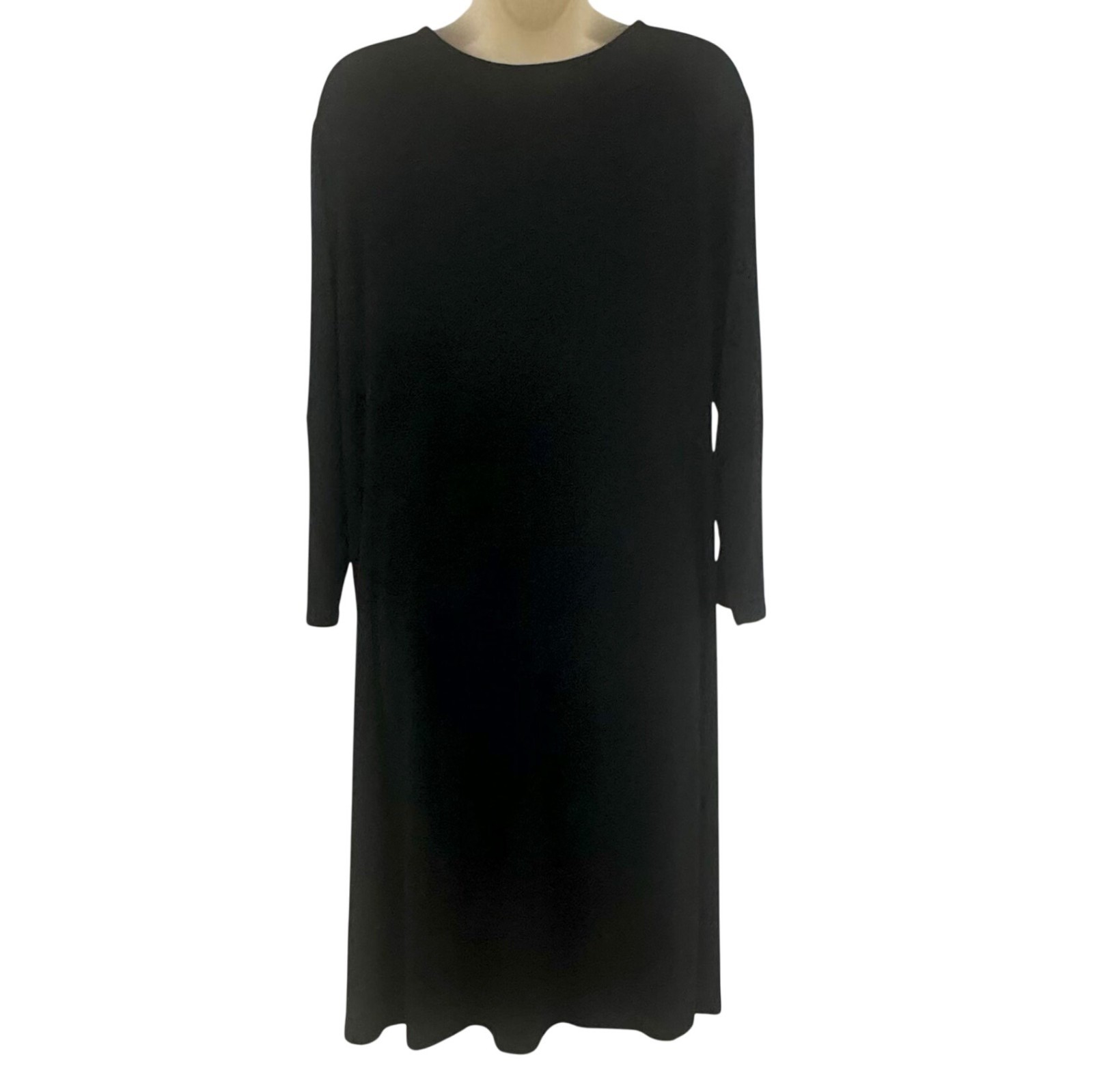Chico’s Size 3 = XL/16 Black Soft Knit Shift Dress Timeless Classic All-Season
