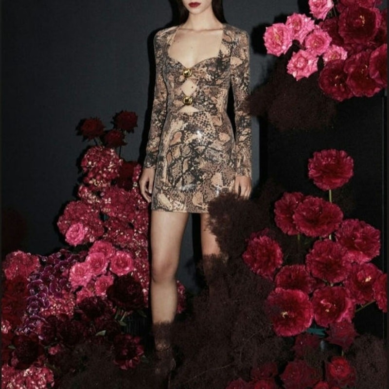 Rebecca Vallance Bellis Snakeskin-Print Mini Dress US 6 NEW