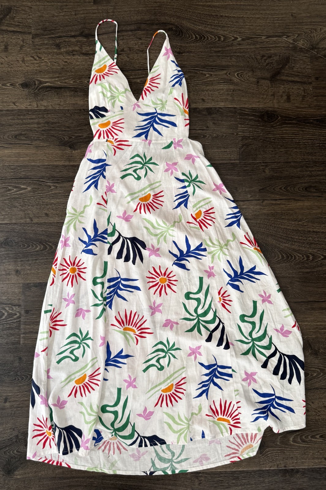 LOFT Beach Tropical Floral Print Long Tie Back Midi Dress Sz 12 NWT