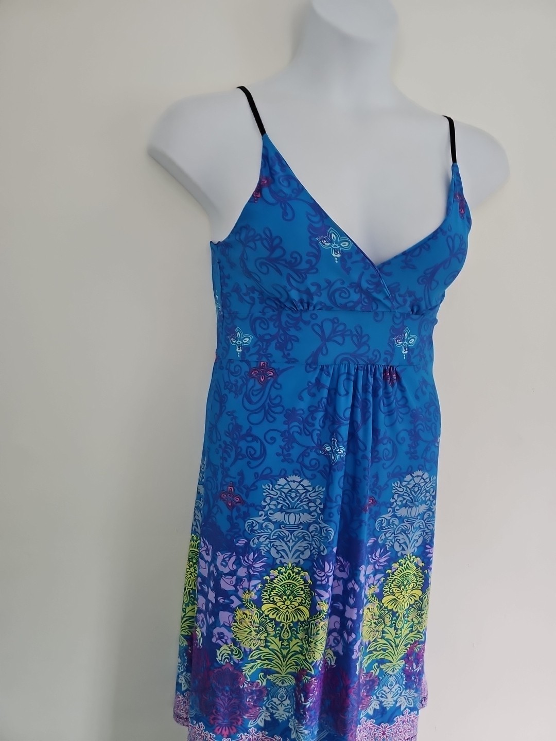 Lagaci Sundress Slip Dress Large Multicolor Floral Adjustable Spaghetti Straps