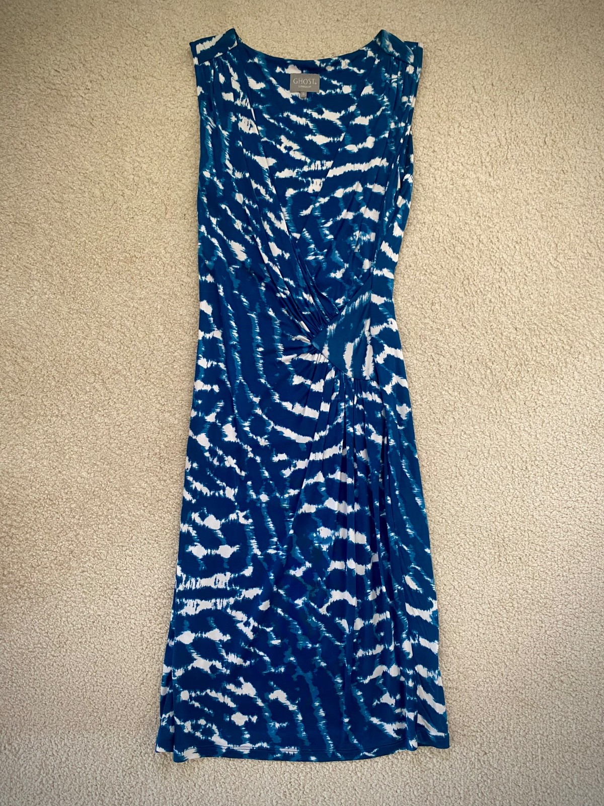 GHOST LONDON Blue White Dress SMALL / UK8