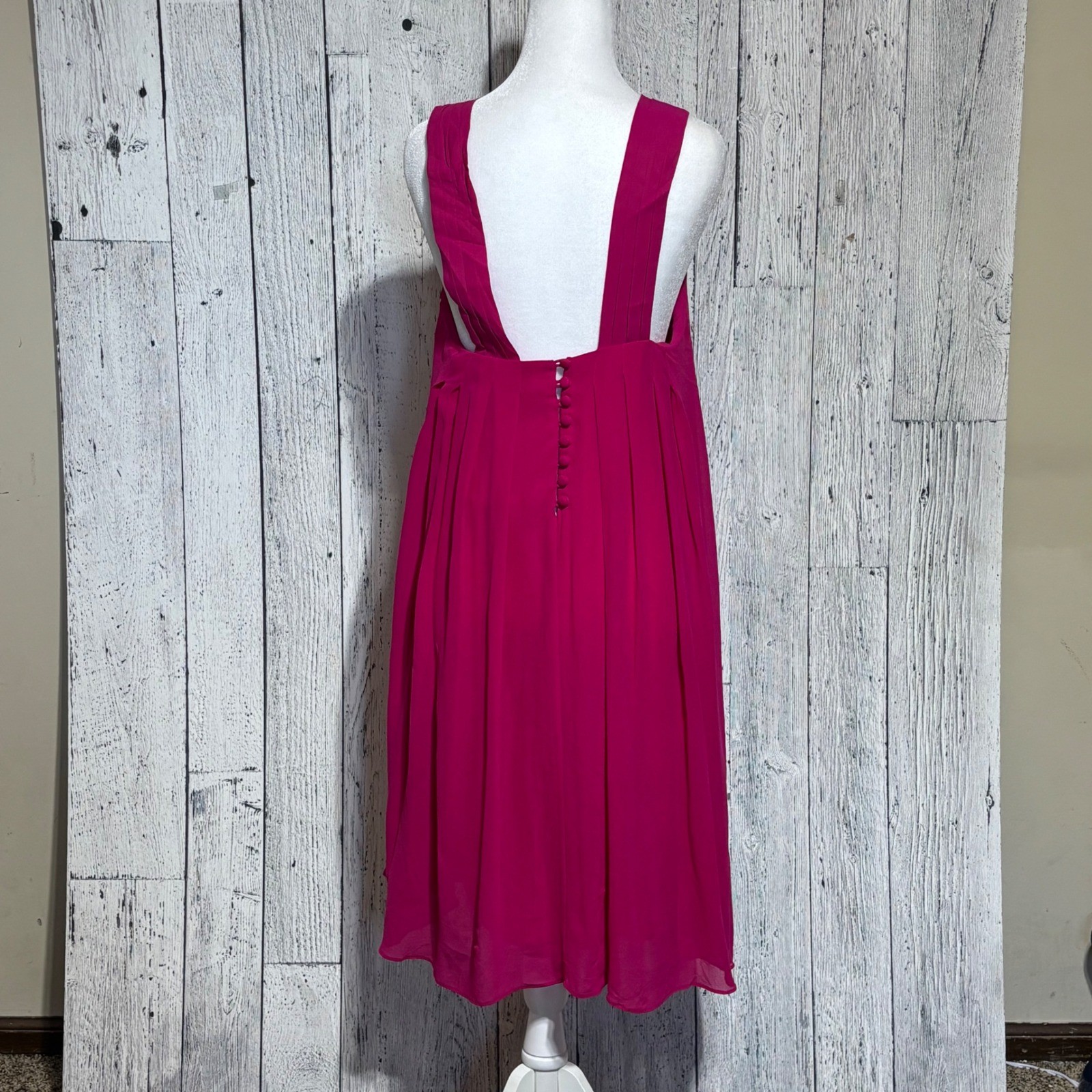 Afterwork MagentaPink Ruffle Front Pleated Sleeveless Cocktail Dress Open Back40