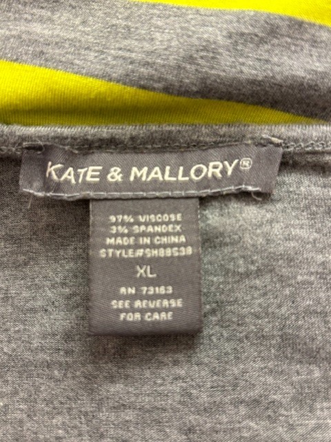 Kate & Mallory Asymmetrical Grey and Yellow Dress, Size XL, Pre-Owned