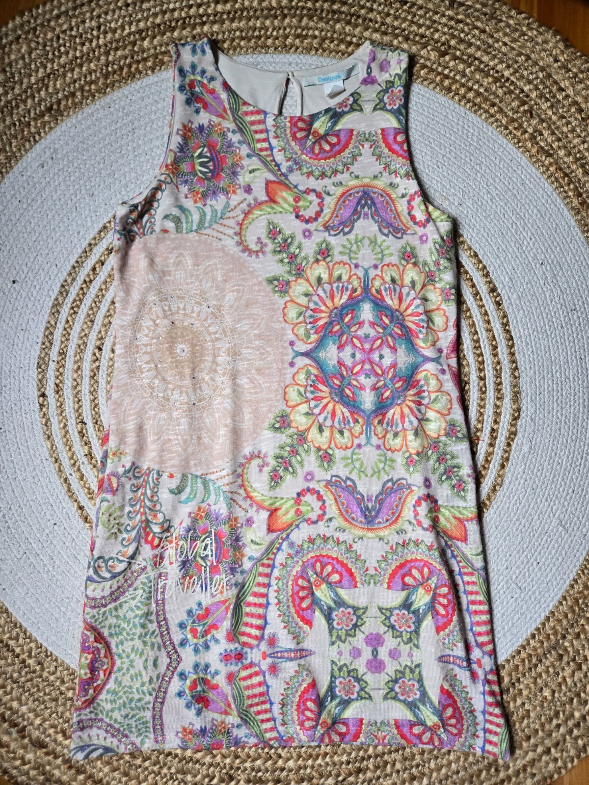 Desigual Lagrima Valkiria Sleeveless Paisley Mandala Mini Dress Eclectic Boho