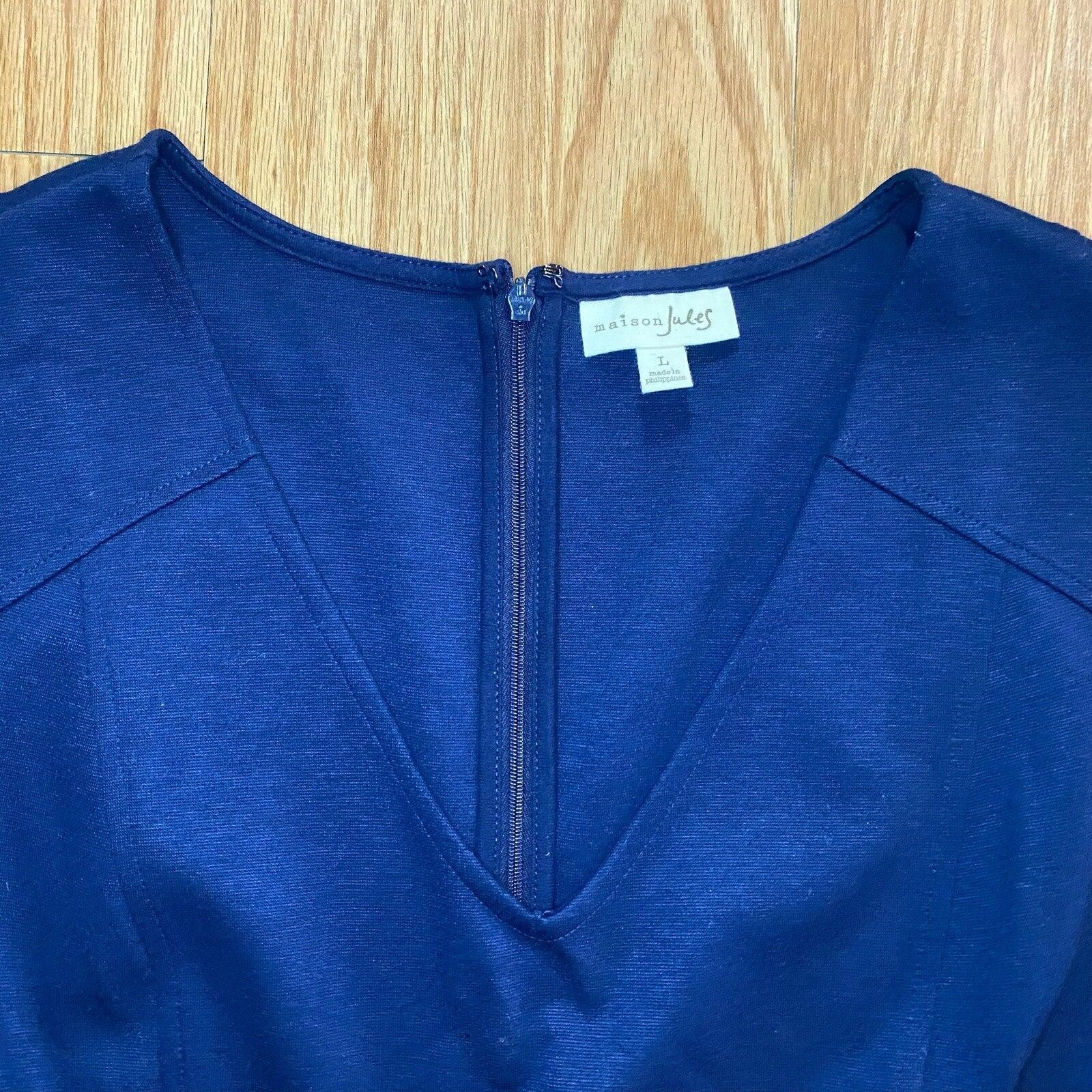 Maison Jules Blu Notte Blue Pleated Mini Dress Womens Large