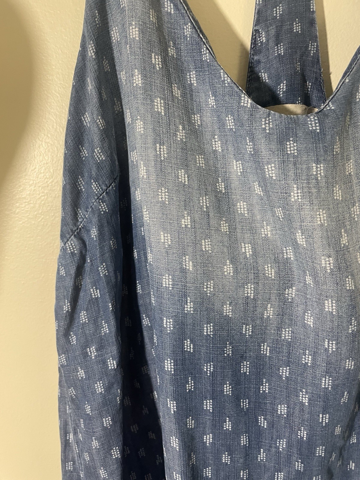 Cloth & Stone Large Blue Chambray Tencel Denim Halter Sundress Boho Festival