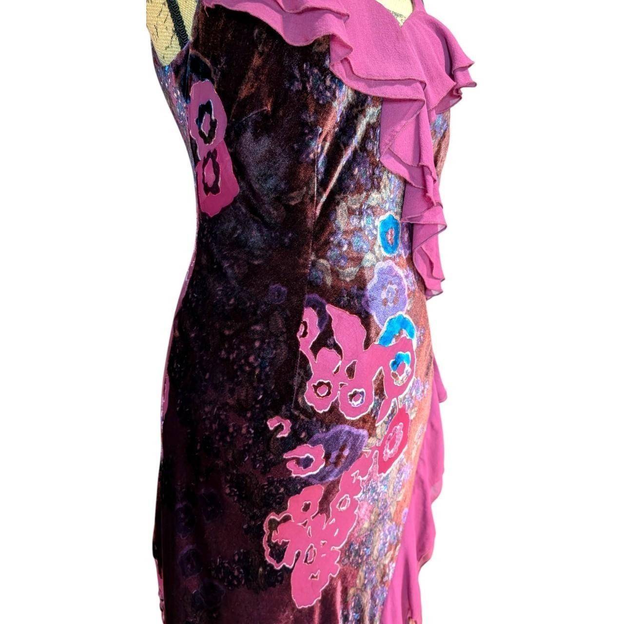 Vintage 90s Monsoon Burgundy & Purple Velvet Devore Midi Dress