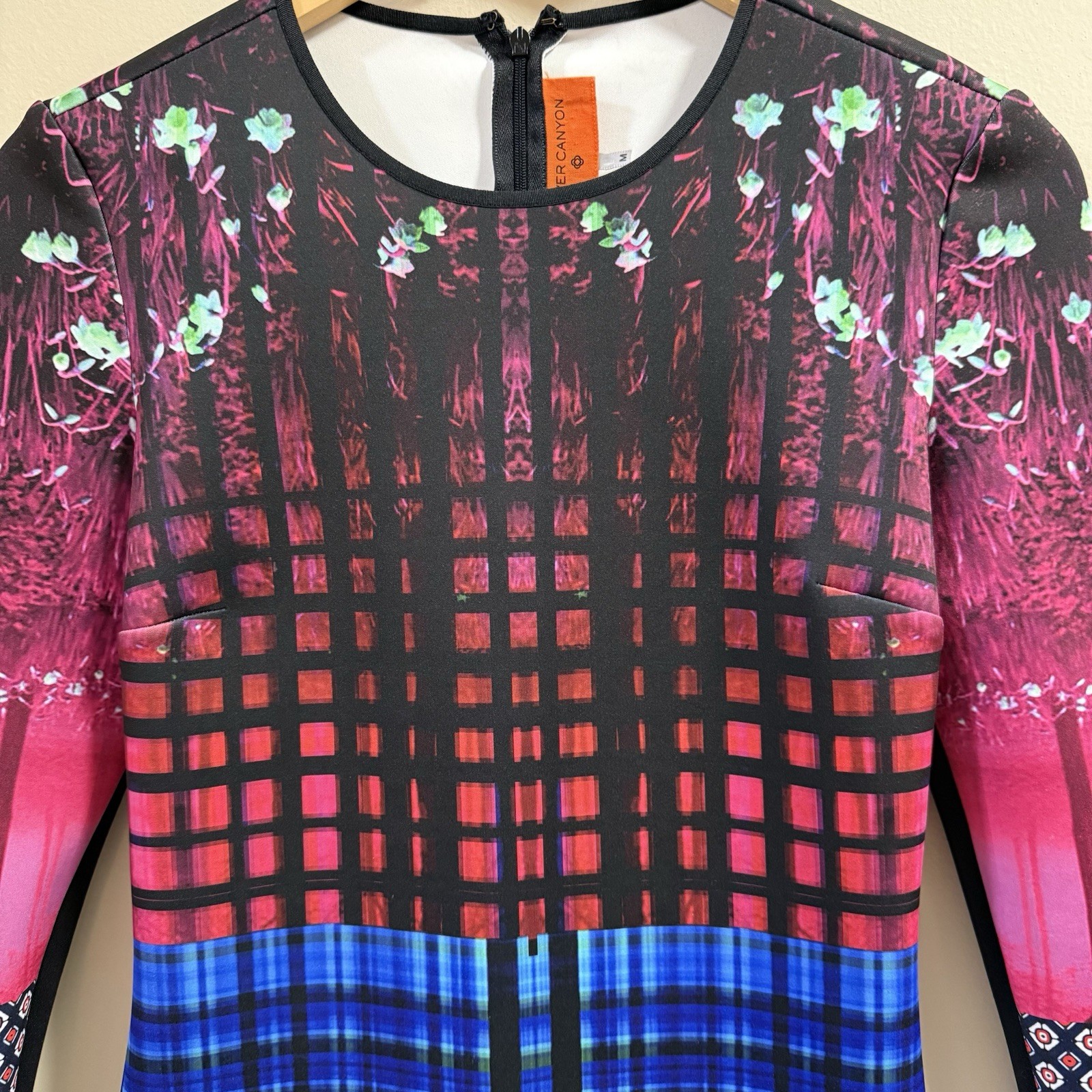 Clover Canyon Med Enchanted Woodlands Neoprene Digital Print Long Sleeve Mini