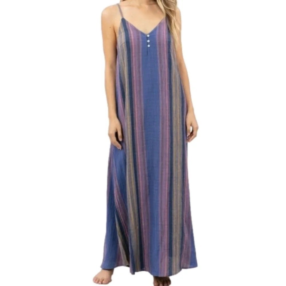 Rip Curl Junior’s Golden Days Maxi Dress, Blue Multi, Small