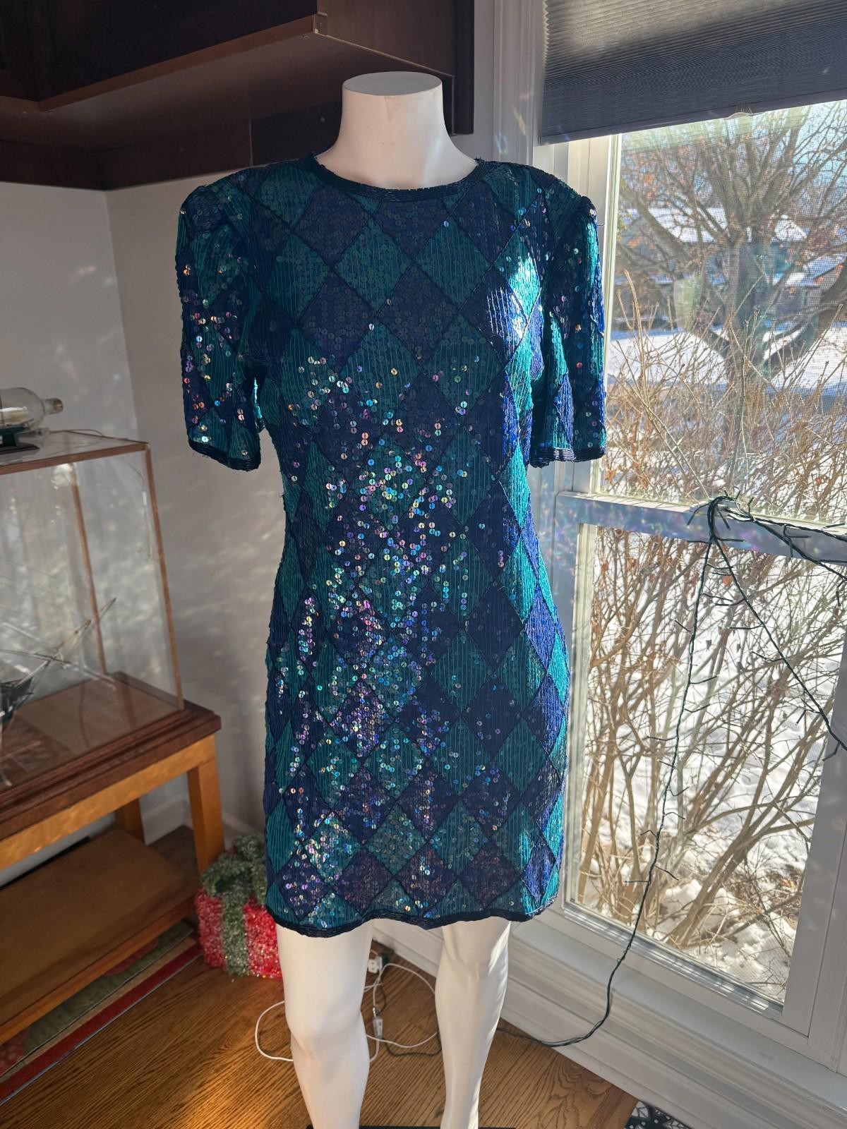 Creative Creations Blue/Purple Sequin Woman’s Dress Size 12