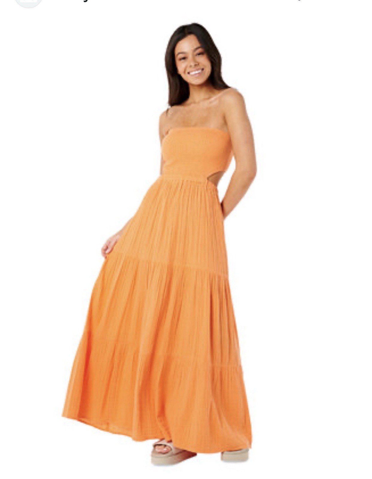 RIP CURL M Premium SundressStrapless Maxi Dress Orange Summer Beach Surf Boho