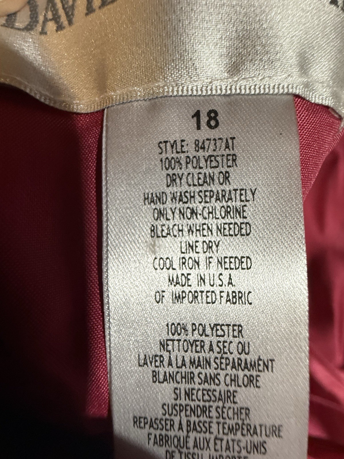 NWT David’s Bridal Satin Strapless Formal Gown Dress Watermelon Pink Made USA