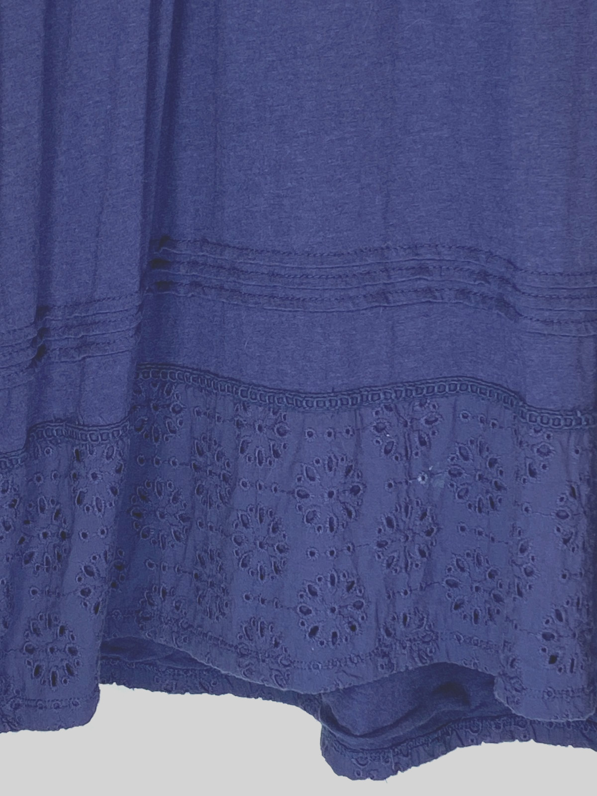 Sweet Magnolia Nave Blue Eyelet Embroidered Shirt Dress Sz M Prairie Twee Boho