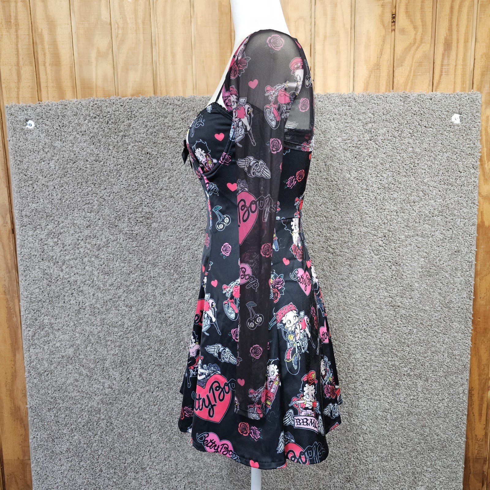 Dolls Kill Betty Boop Tough A-Line Mini Dress Sz XS w/ Shrug Underwire Satin