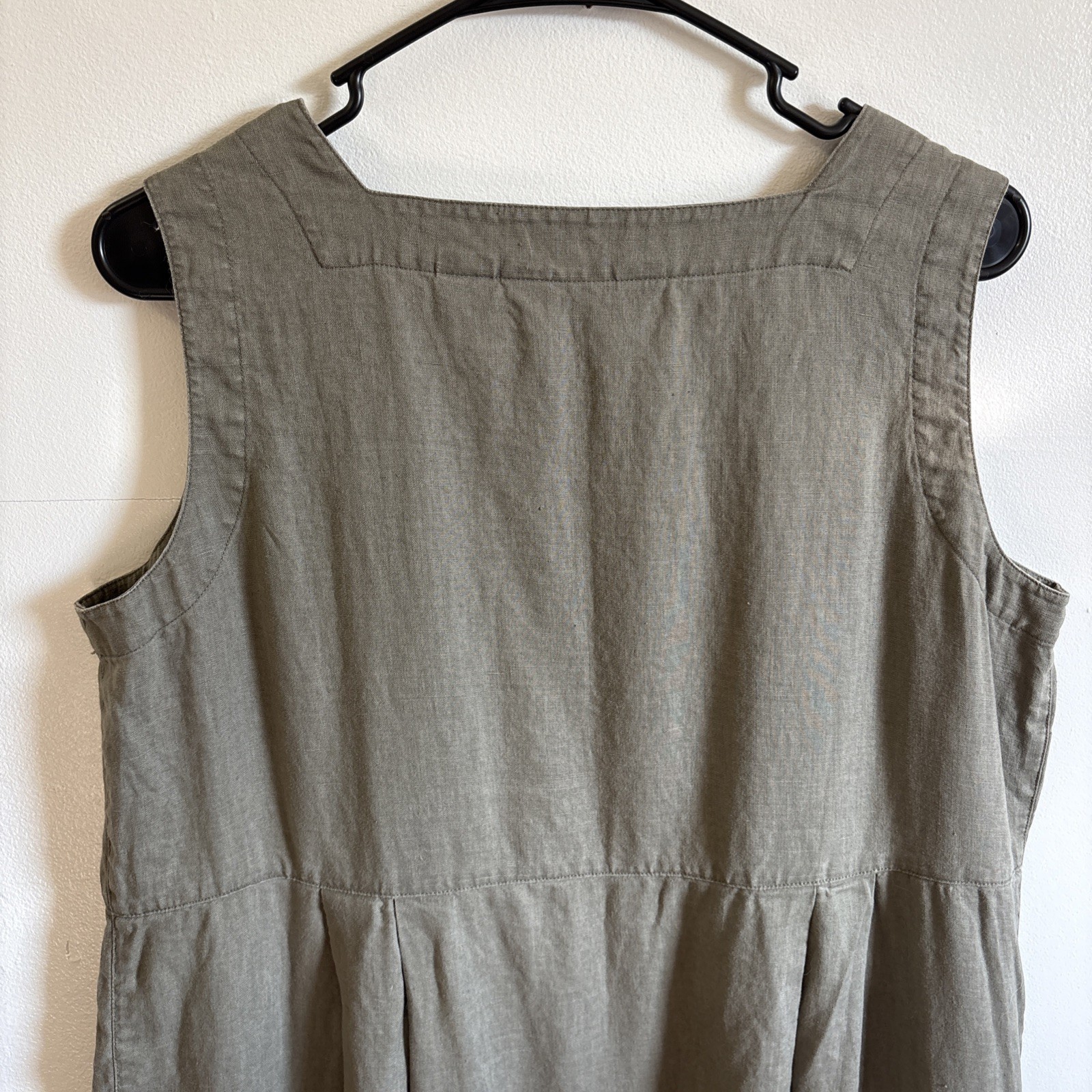 Vintage Eddie Bauer Linen Shift Dress Women’s Petite Large Green Sleeveless