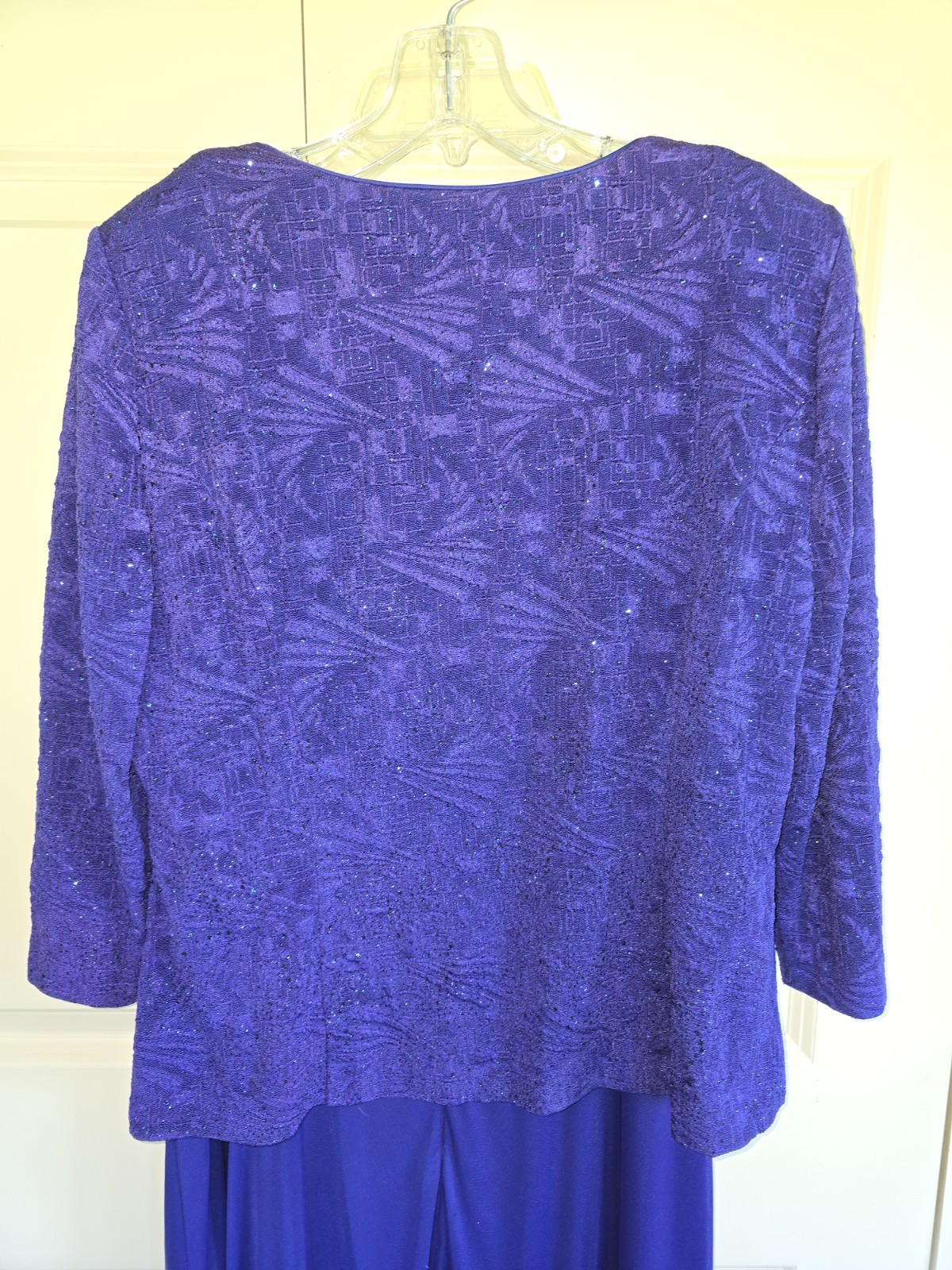 Alex Evenings Tea-Length Sparkle Jacket Chiffon Dress Size 14