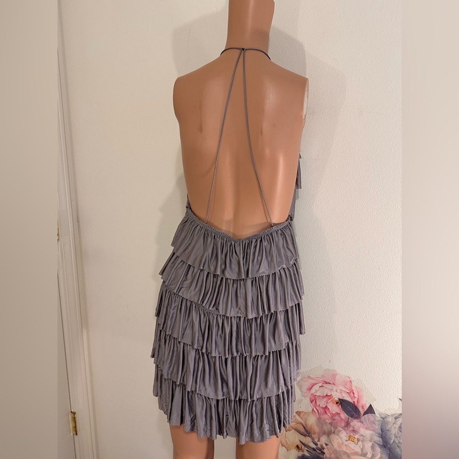 NEW TOM FORD Halterneck Ruffled Cocktail Dress in Mauve purple backless mini