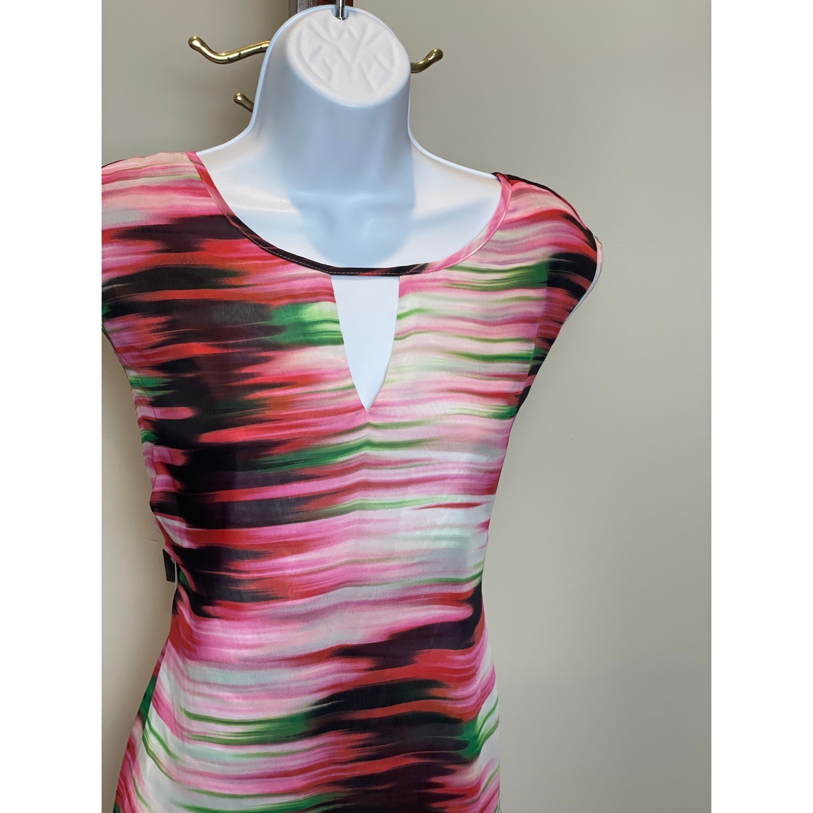 Moda Mix Brandon Thomas Size 20W Multi‑Color Chiffon Maxi Dress NWT High‑Low Hem