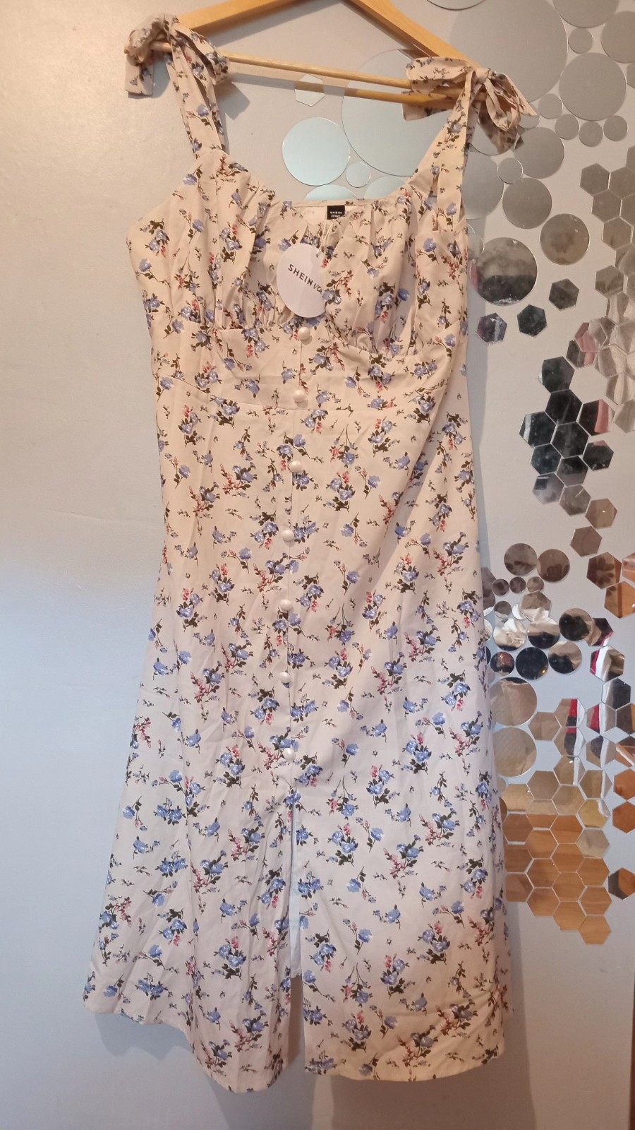 Nwt Ditsy Print Strappy Midi Dress Shien Curve 1Xl