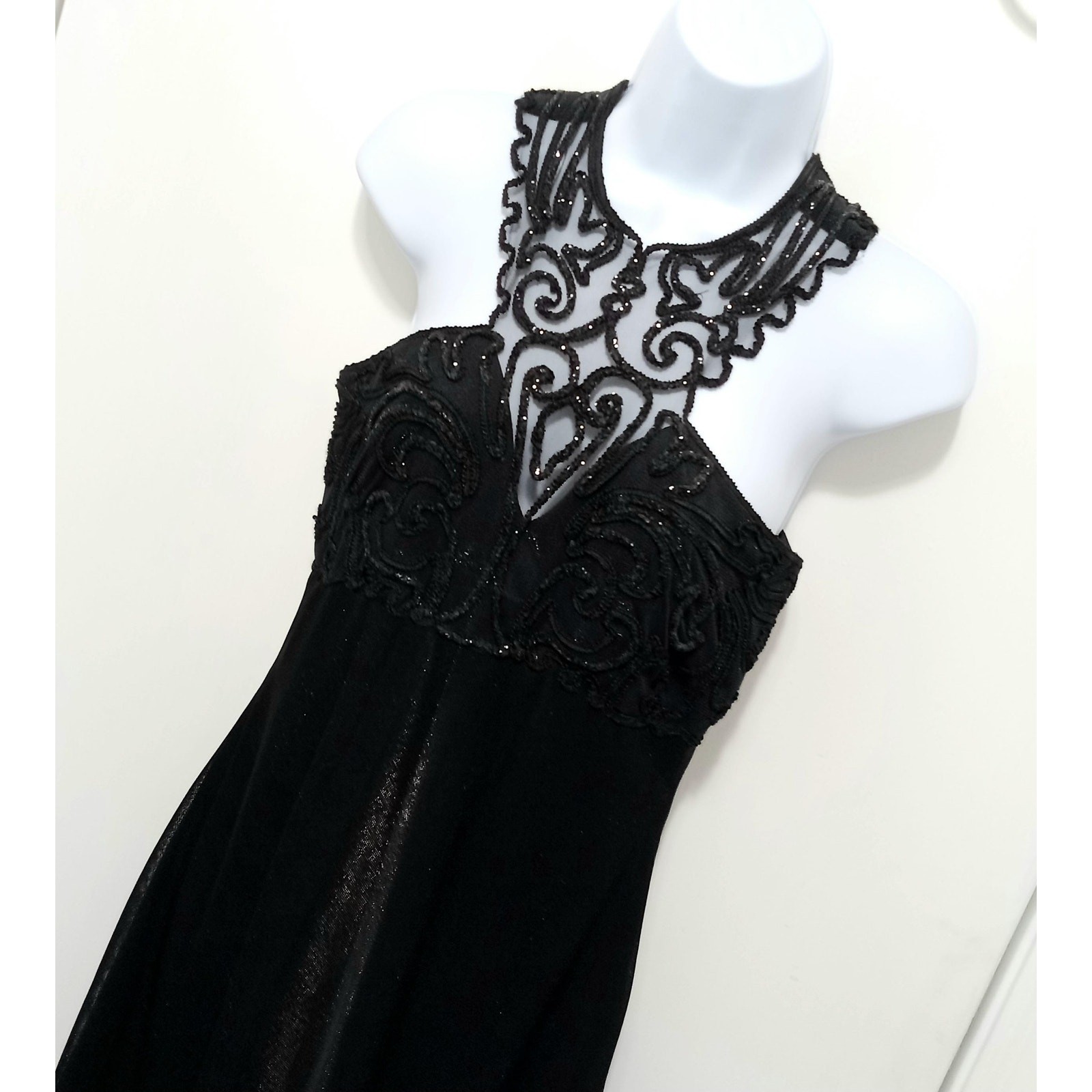 Alfred Angelo Black Sequin Gown: Elegant Formal Dress, Size 9/10