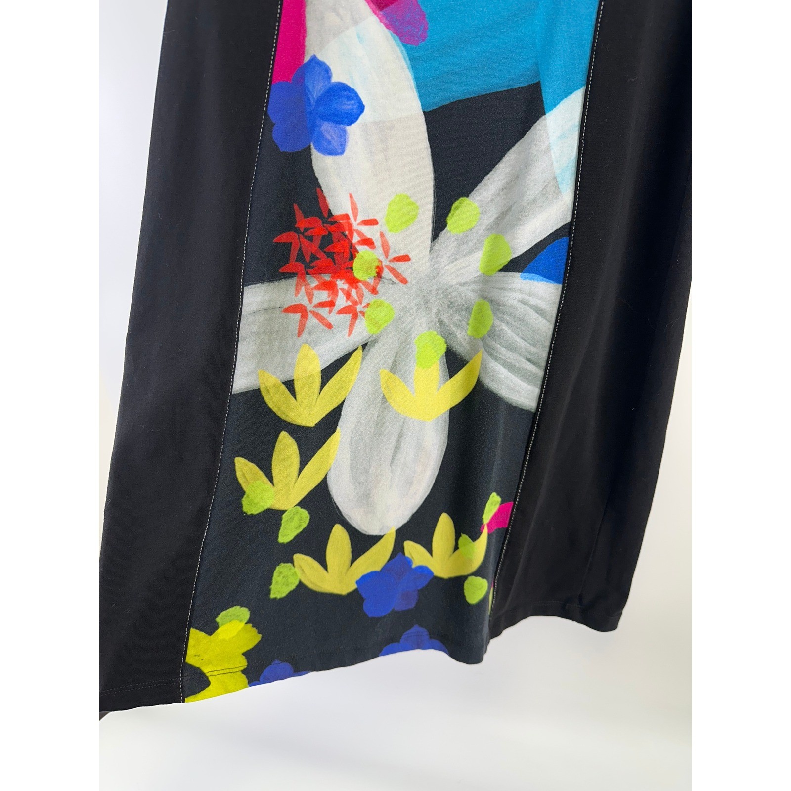 Simply Art Dolcezza Dress Floral Graphic Sleeveless Sheath Black Stretch Small
