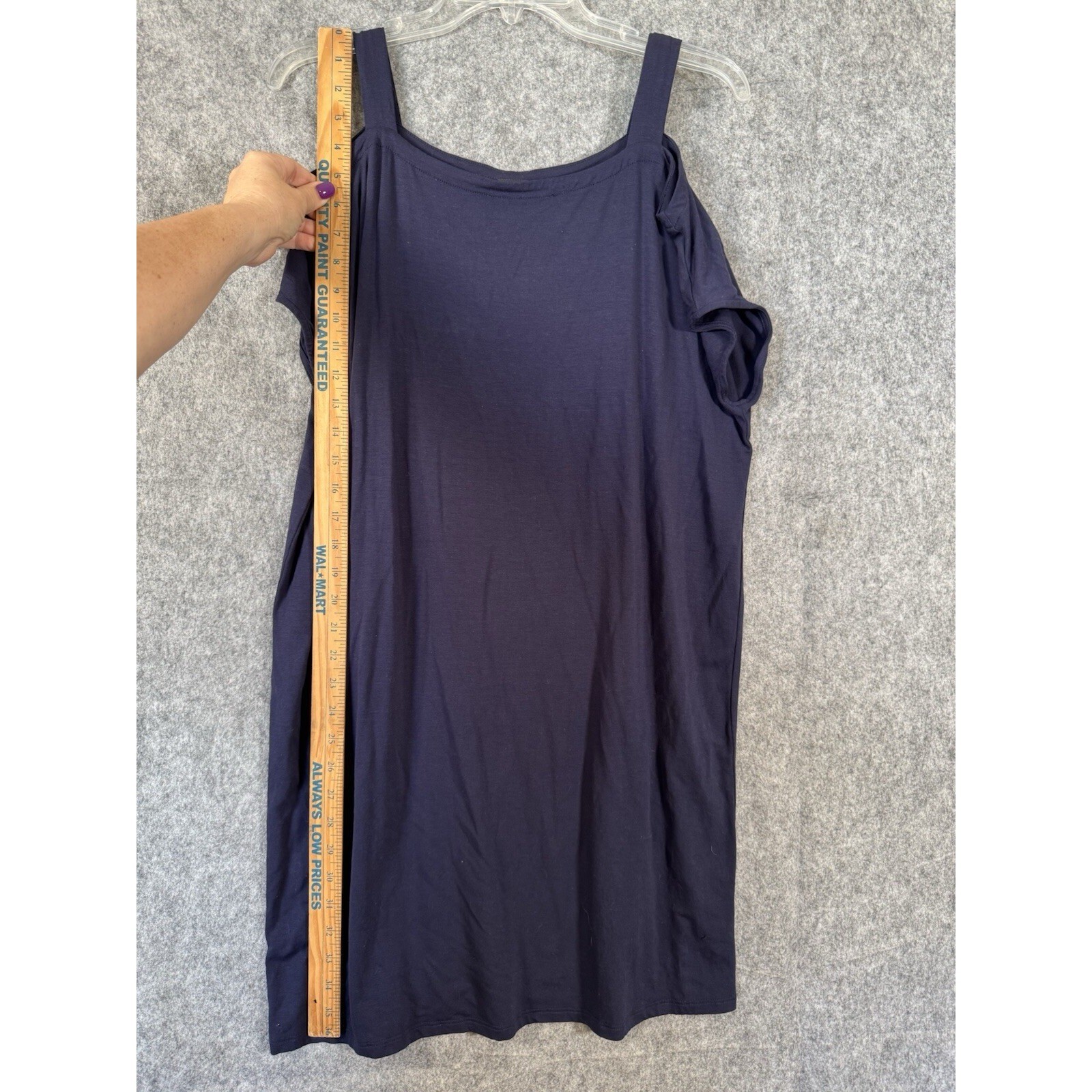 Eileen Fisher Cold Shoulder Jersey Shift Navy Blue Dress Sz Small Coastal Beach