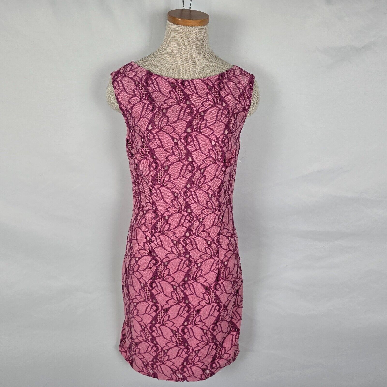 PIT Amsterdam Dress Women’s 4 Pink Embroidered Sleeveless Mini Back Zipper NWT