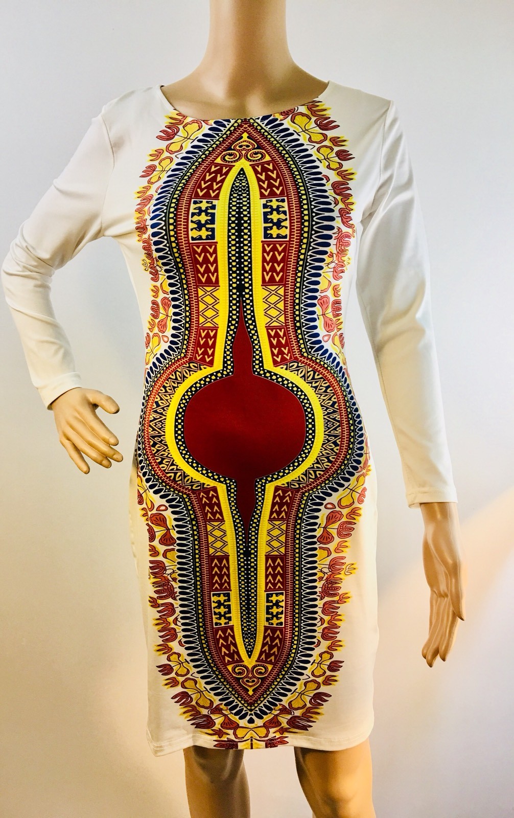 Choices -Multi-Color Long Sleeve Body Con Dress Womens Size 3/4