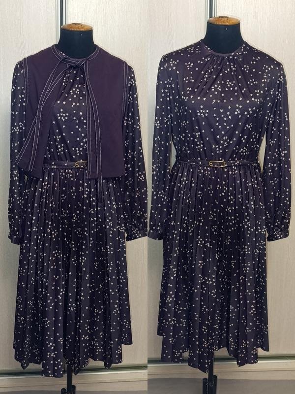 Women American Vintage Dress Purple Polyester 38 /