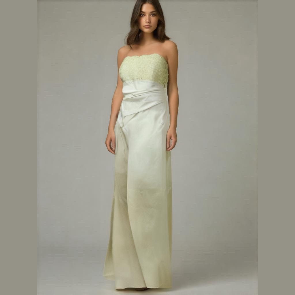 Betsy & Adam by Linda Pernell Cream Lace Bodice Tie Back Formal Evening Dress 10