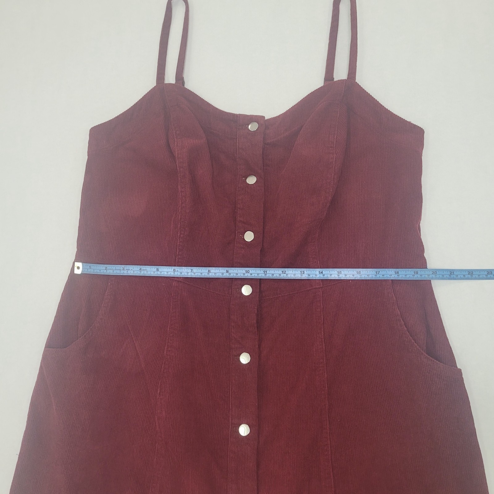 CCX Women’s “Sweet” Strap Button Front Corduroy Dress Color Beet Red Size 16