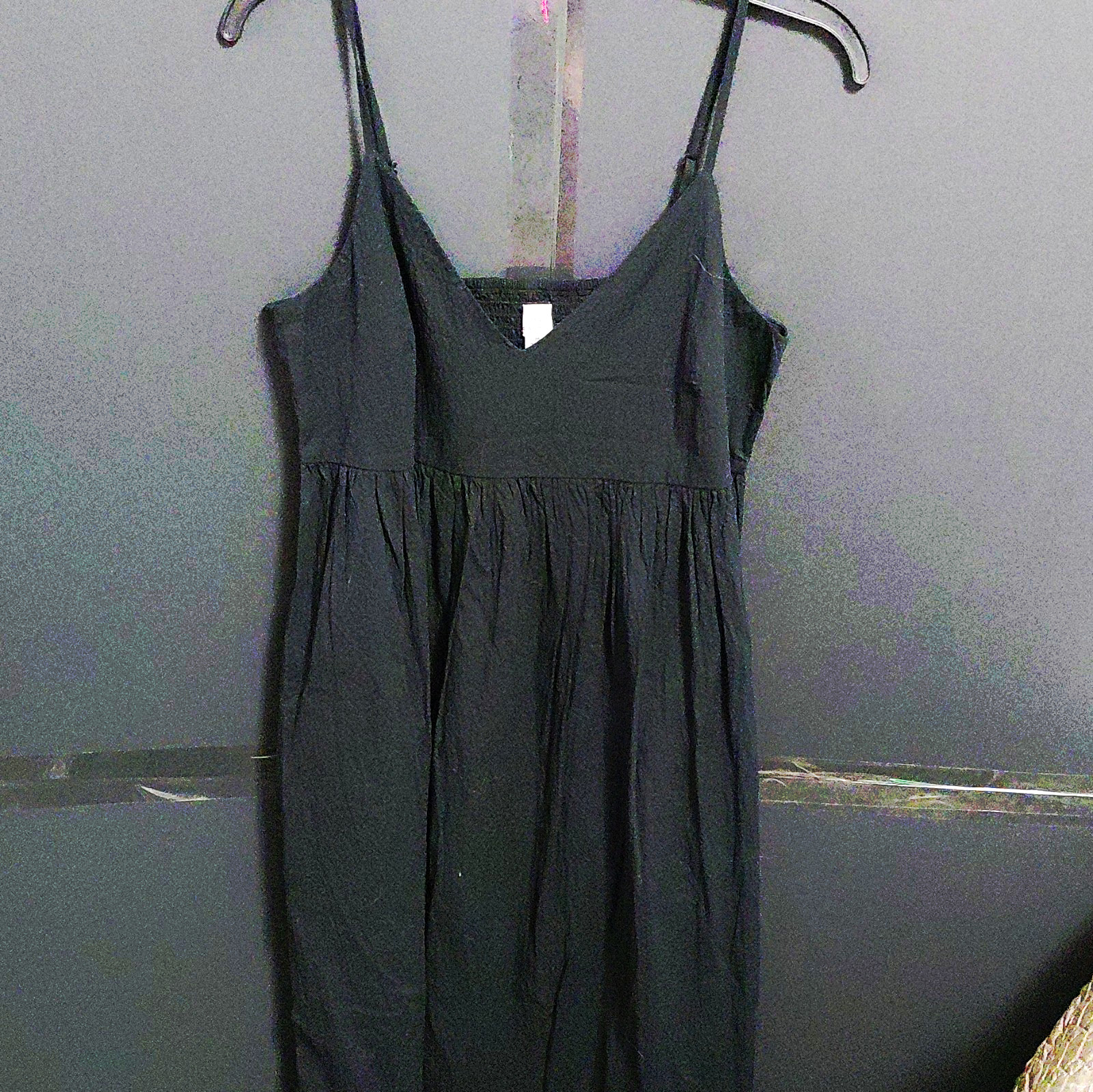 New Day Black Solid V-Neck Spaghetti Strap Maxi Sundress Long Size M