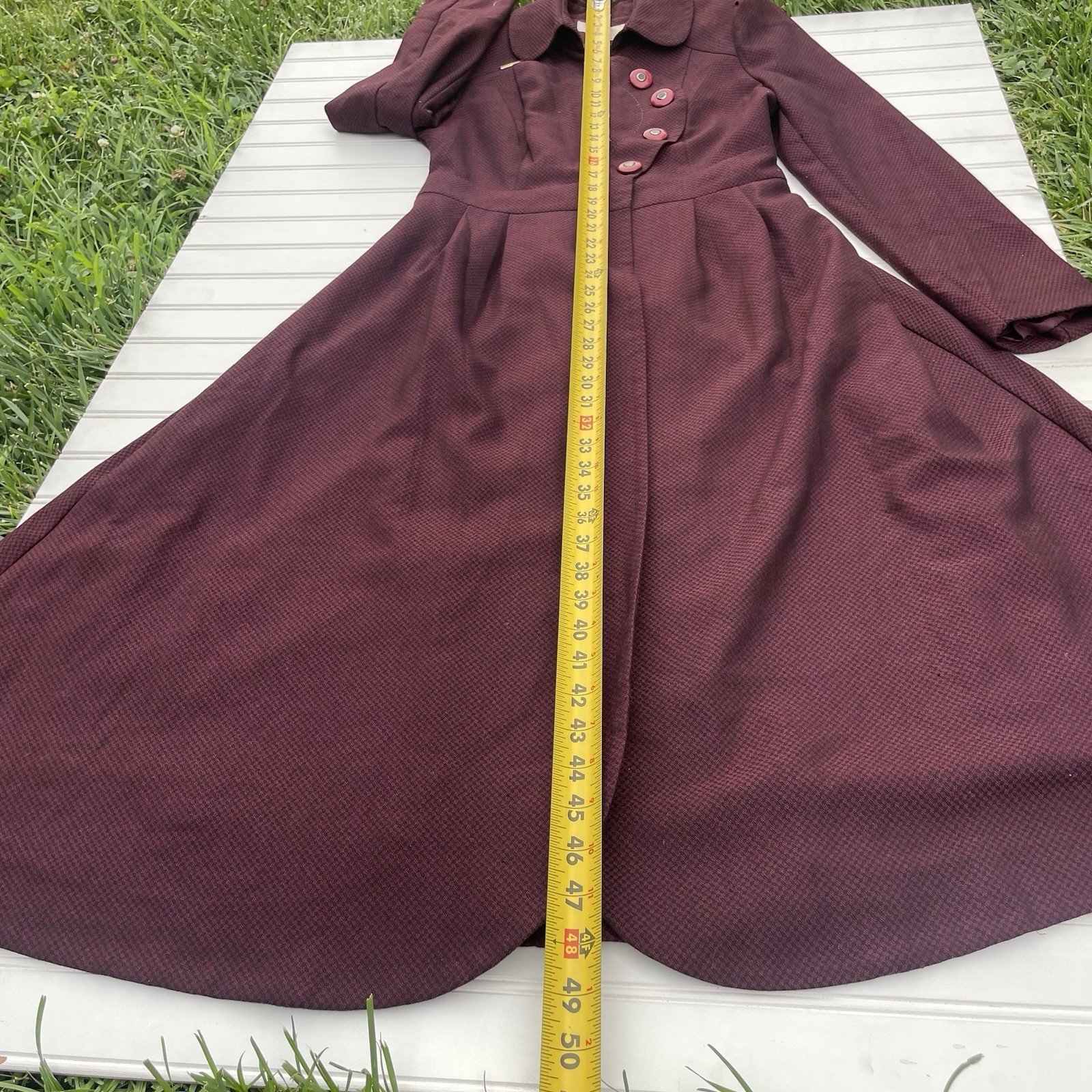 Women’s Turkish Burgundy Modest Coat Dress Long Sleeve Midi Modest Elegant Jack
