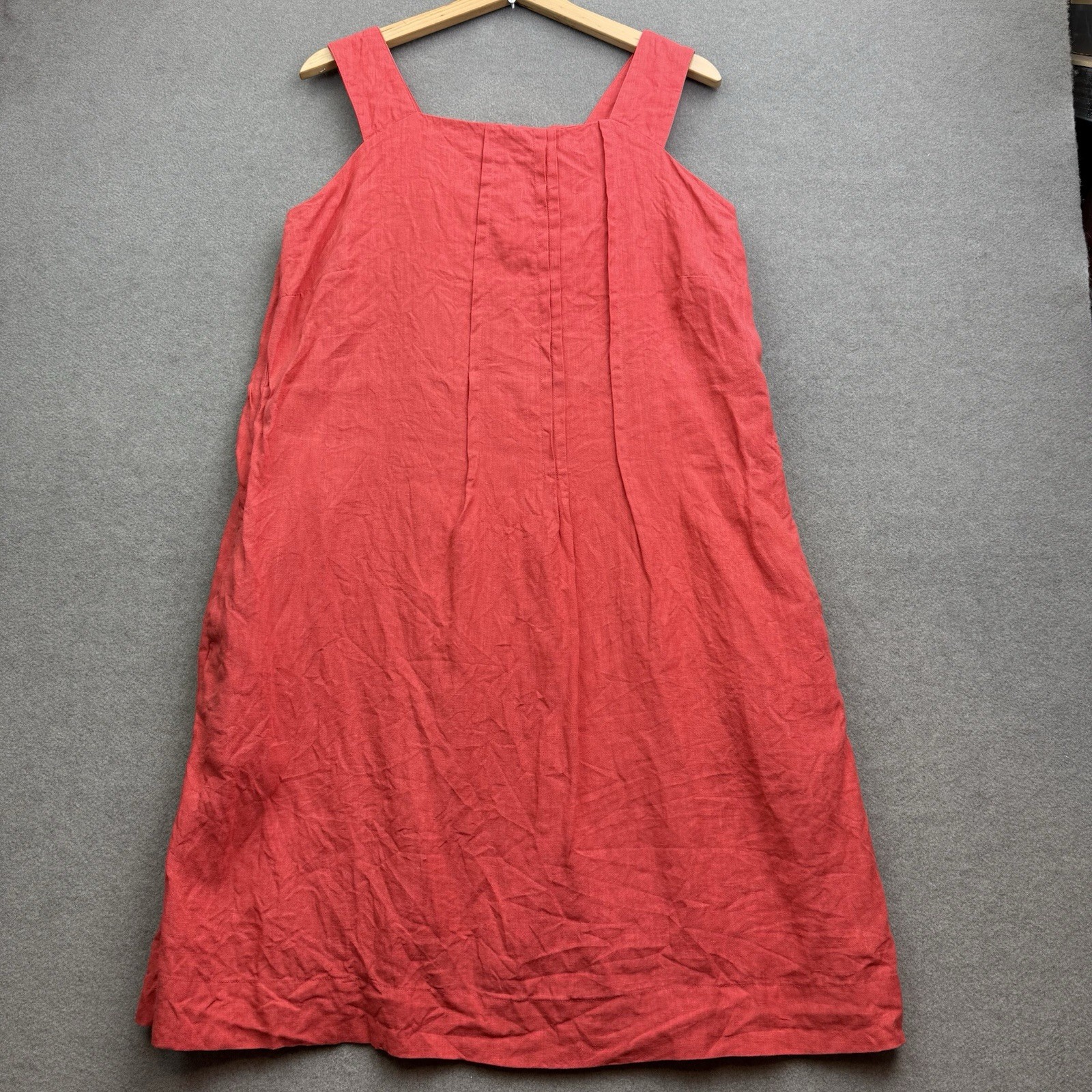 TOAST Dress Women UK 12 Red Midi LINEN Pinafore Dungaree Utility Chore Summer