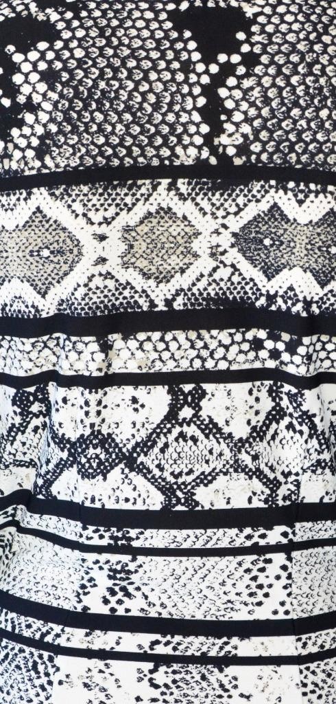 BCBG Maxazria Adele B&W Reptile Snake Print Deep V Stretchy Wrap A-Line Dress XS