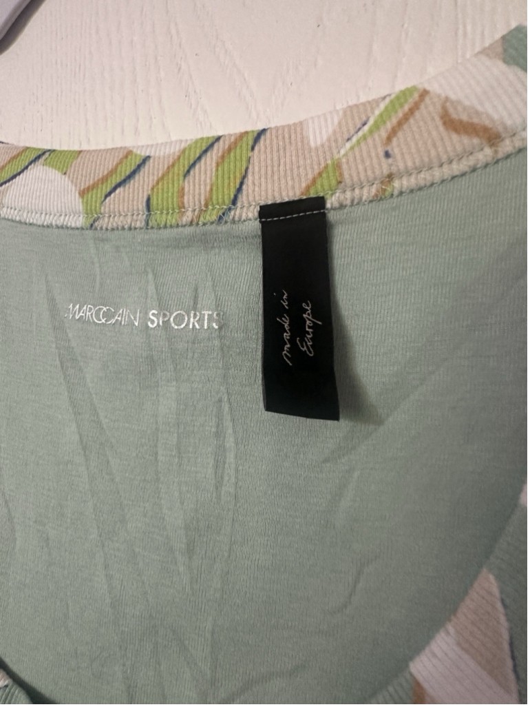 Marc Cain Sports Sage Green Abstract Cotton Sleeveless Midi Dress Size N3 US 6